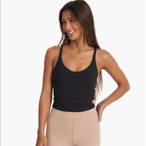 Vuori Rib Crop Tank - Black - Picture 1 of 5